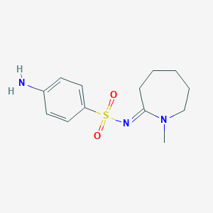 molecular formula C13H19N3O2S B238594 4-Amino-N-(hexahydro-1-methyl-2H-azepin-2-ylidene)benzenesulfonamide CAS No. 126826-62-8