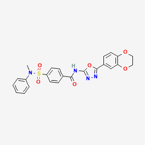 molecular formula C24H20N4O6S B2385940 N-[5-(2,3-dihydro-1,4-benzodioxin-6-yl)-1,3,4-oxadiazol-2-yl]-4-[methyl(phenyl)sulfamoyl]benzamide CAS No. 851094-65-0