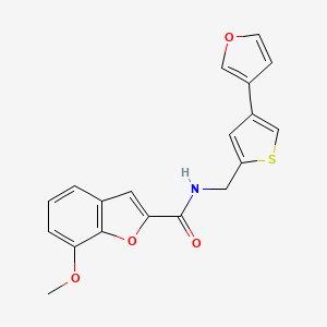 molecular formula C19H15NO4S B2385942 N-[[4-(Furan-3-yl)thiophen-2-yl]methyl]-7-methoxy-1-benzofuran-2-carboxamide CAS No. 2379996-94-6