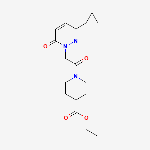 molecular formula C17H23N3O4 B2385946 1-(2-(3-环丙基-6-氧代哒嗪-1(6H)-基)乙酰)哌啶-4-羧酸乙酯 CAS No. 2034468-21-6