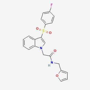2-(3-((4-fluorophenyl)sulfonyl)-1H-indol-1-yl)-N-(furan-2-ylmethyl)acetamide