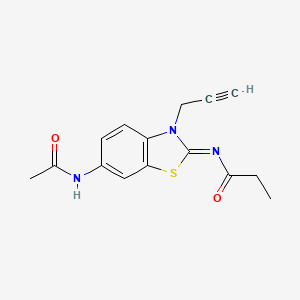 molecular formula C15H15N3O2S B2385959 (Z)-N-(6-acetamido-3-(prop-2-yn-1-yl)benzo[d]thiazol-2(3H)-ylidene)propionamide CAS No. 865183-00-2