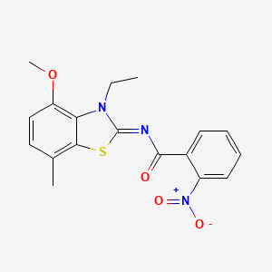 N-(3-ethyl-4-methoxy-7-methyl-1,3-benzothiazol-2-ylidene)-2-nitrobenzamide