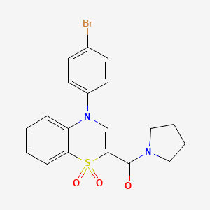 molecular formula C19H17BrN2O3S B2385962 [4-(4-bromophenyl)-1,1-dioxido-4H-1,4-benzothiazin-2-yl](pyrrolidin-1-yl)methanone CAS No. 1251624-24-4