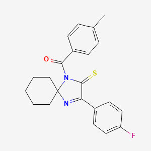 molecular formula C22H21FN2OS B2385984 (3-(4-Fluorophenyl)-2-thioxo-1,4-diazaspiro[4.5]dec-3-en-1-yl)(p-tolyl)methanone CAS No. 1223774-21-7