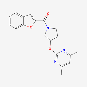 molecular formula C19H19N3O3 B2385985 Benzofuran-2-yl(3-((4,6-dimethylpyrimidin-2-yl)oxy)pyrrolidin-1-yl)methanone CAS No. 2034326-17-3