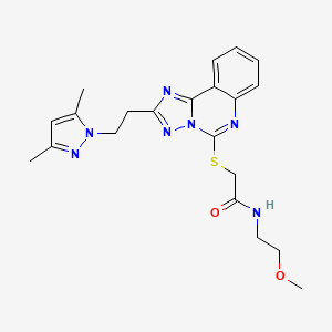2-[[2-[2-(3,5-dimethylpyrazol-1-yl)ethyl]-[1,2,4]triazolo[1,5-c]quinazolin-5-yl]sulfanyl]-N-(2-methoxyethyl)acetamide