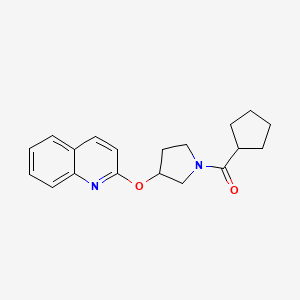 molecular formula C19H22N2O2 B2385995 Cyclopentyl(3-(quinolin-2-yloxy)pyrrolidin-1-yl)methanone CAS No. 2034319-45-2