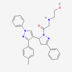 1-(1',5-diphenyl-3'-(p-tolyl)-3,4-dihydro-1'H,2H-[3,4'-bipyrazol]-2-yl)-2-((2-hydroxyethyl)amino)ethanone