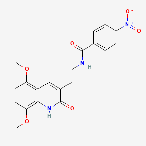 molecular formula C20H19N3O6 B2386007 N-(2-(5,8-dimethoxy-2-oxo-1,2-dihydroquinolin-3-yl)ethyl)-4-nitrobenzamide CAS No. 688353-10-8