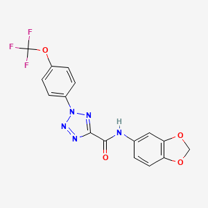 molecular formula C16H10F3N5O4 B2386010 N-(苯并[d][1,3]二氧杂环-5-基)-2-(4-(三氟甲氧基)苯基)-2H-四唑-5-甲酰胺 CAS No. 1396792-92-9