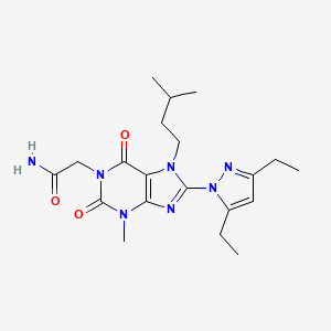 molecular formula C20H29N7O3 B2386013 2-[8-(3,5-diethyl-1H-pyrazol-1-yl)-3-methyl-7-(3-methylbutyl)-2,6-dioxo-2,3,6,7-tetrahydro-1H-purin-1-yl]acetamide CAS No. 1014031-66-3