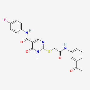 molecular formula C22H19FN4O4S B2386015 2-((2-((3-乙酰苯基)氨基)-2-氧代乙基)硫代)-N-(4-氟苯基)-1-甲基-6-氧代-1,6-二氢嘧啶-5-甲酰胺 CAS No. 894031-49-3