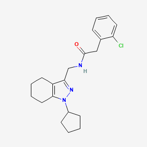 molecular formula C21H26ClN3O B2386017 2-(2-chlorophenyl)-N-((1-cyclopentyl-4,5,6,7-tetrahydro-1H-indazol-3-yl)methyl)acetamide CAS No. 1448052-35-4