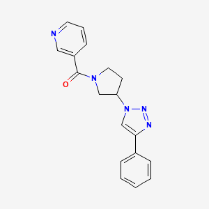 molecular formula C18H17N5O B2386019 (3-(4-phenyl-1H-1,2,3-triazol-1-yl)pyrrolidin-1-yl)(pyridin-3-yl)methanone CAS No. 2034557-88-3