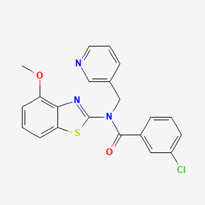 molecular formula C21H16ClN3O2S B2386025 3-chloro-N-(4-methoxybenzo[d]thiazol-2-yl)-N-(pyridin-3-ylmethyl)benzamide CAS No. 895002-07-0