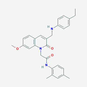 molecular formula C29H31N3O3 B2386028 N-(2,4-二甲基苯基)-2-(3-(((4-乙基苯基)氨基)甲基)-7-甲氧基-2-氧代喹啉-1(2H)-基)乙酰胺 CAS No. 893785-78-9