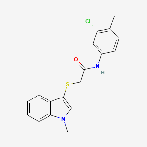 molecular formula C18H17ClN2OS B2386035 N-(3-chloro-4-methylphenyl)-2-(1-methylindol-3-yl)sulfanylacetamide CAS No. 851411-88-6