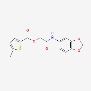 molecular formula C15H13NO5S B2386036 [2-(1,3-苯并二氧杂环-5-基氨基)-2-氧代乙基] 5-甲硫代吩-2-羧酸酯 CAS No. 387855-58-5