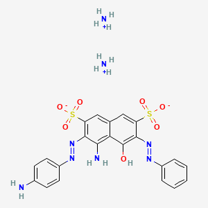 molecular formula C22H24N8O7S2 B2386040 ammonium (E)-5-amino-6-((E)-(4-aminophenyl)diazenyl)-4-oxo-3-(2-phenylhydrazono)-3,4-dihydronaphthalene-2,7-disulfonate CAS No. 288323-10-4