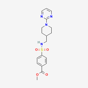 molecular formula C18H22N4O4S B2386042 4-(N-((1-(嘧啶-2-基)哌啶-4-基)甲基)磺酰胺基)苯甲酸甲酯 CAS No. 1396714-73-0