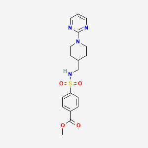 molecular formula C18H22N4O4S B2386042 4-(N-((1-(ピリミジン-2-イル)ピペリジン-4-イル)メチル)スルファモイル)安息香酸メチル CAS No. 1396714-73-0