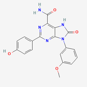 molecular formula C19H15N5O4 B2386050 2-(4-羟基苯基)-9-(3-甲氧基苯基)-8-氧代-8,9-二氢-7H-嘌呤-6-甲酰胺 CAS No. 941974-00-1