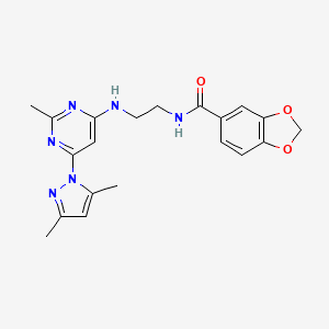 N-(2-((6-(3,5-dimethyl-1H-pyrazol-1-yl)-2-methylpyrimidin-4-yl)amino)ethyl)benzo[d][1,3]dioxole-5-carboxamide