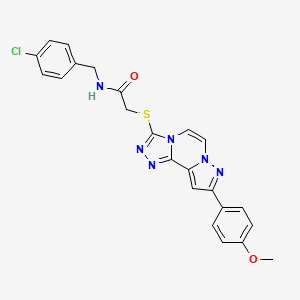 N-[(4-chlorophenyl)methyl]-2-[[11-(4-methoxyphenyl)-3,4,6,9,10-pentazatricyclo[7.3.0.02,6]dodeca-1(12),2,4,7,10-pentaen-5-yl]sulfanyl]acetamide