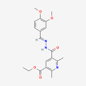 molecular formula C20H23N3O5 B2386079 (E)-ethyl 5-(2-(3,4-dimethoxybenzylidene)hydrazinecarbonyl)-2,6-dimethylnicotinate CAS No. 121061-49-2