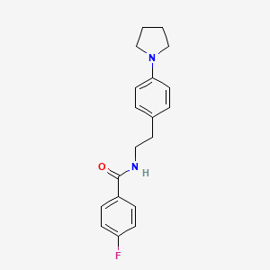 molecular formula C19H21FN2O B2386116 4-氟-N-(4-(吡咯啉-1-基)苯乙基)苯甲酰胺 CAS No. 952992-96-0