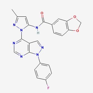 N-(1-(1-(4-fluorophenyl)-1H-pyrazolo[3,4-d]pyrimidin-4-yl)-3-methyl-1H-pyrazol-5-yl)benzo[d][1,3]dioxole-5-carboxamide