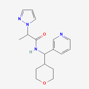 2-(1H-pyrazol-1-yl)-N-(pyridin-3-yl(tetrahydro-2H-pyran-4-yl)methyl)propanamide