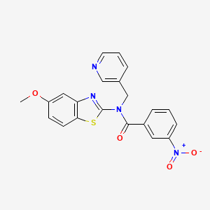 molecular formula C21H16N4O4S B2386126 N-(5-methoxybenzo[d]thiazol-2-yl)-3-nitro-N-(pyridin-3-ylmethyl)benzamide CAS No. 895411-45-7