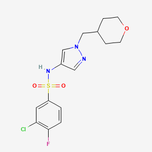 3-chloro-4-fluoro-N-(1-((tetrahydro-2H-pyran-4-yl)methyl)-1H-pyrazol-4-yl)benzenesulfonamide