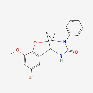 molecular formula C18H17BrN2O3 B2386137 8-bromo-10-methoxy-2-methyl-3-phenyl-5,6-dihydro-2H-2,6-methanobenzo[g][1,3,5]oxadiazocin-4(3H)-one CAS No. 899743-23-8