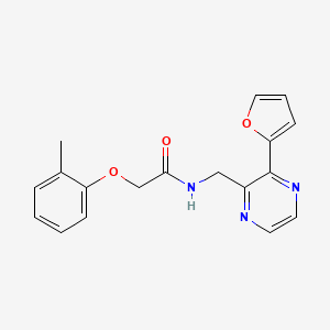 molecular formula C18H17N3O3 B2386141 N-((3-(furan-2-yl)pyrazin-2-yl)methyl)-2-(o-tolyloxy)acetamide CAS No. 2034539-78-9