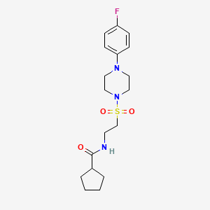 molecular formula C18H26FN3O3S B2386152 N-(2-((4-(4-氟苯基)哌嗪-1-基)磺酰基)乙基)环戊烷甲酰胺 CAS No. 897618-48-3