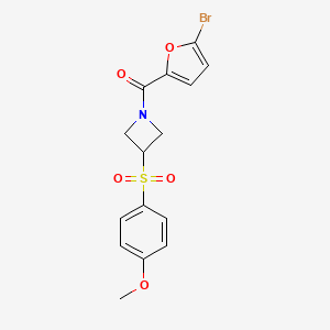molecular formula C15H14BrNO5S B2386164 (5-Bromofuran-2-yl)(3-((4-methoxyphenyl)sulfonyl)azetidin-1-yl)methanone CAS No. 1797885-16-5