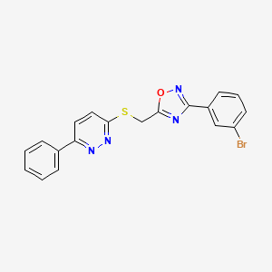 molecular formula C19H13BrN4OS B2386170 3-({[3-(3-Bromophenyl)-1,2,4-oxadiazol-5-yl]methyl}thio)-6-phenylpyridazine CAS No. 1111290-53-9