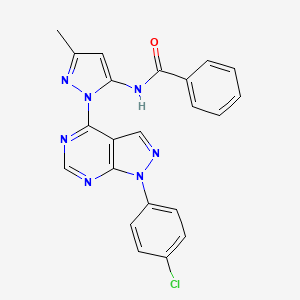 molecular formula C22H16ClN7O B2386178 N-(1-(1-(4-chlorophenyl)-1H-pyrazolo[3,4-d]pyrimidin-4-yl)-3-methyl-1H-pyrazol-5-yl)benzamide CAS No. 1007061-19-9