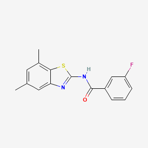 molecular formula C16H13FN2OS B2386187 N-(5,7-二甲基-1,3-苯并噻唑-2-基)-3-氟苯甲酰胺 CAS No. 912760-84-0