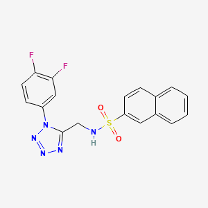 molecular formula C18H13F2N5O2S B2386189 N-((1-(3,4-difluorophenyl)-1H-tetrazol-5-yl)methyl)naphthalene-2-sulfonamide CAS No. 921084-08-4