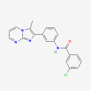 molecular formula C20H15ClN4O B2386194 3-氯-N-[3-(3-甲基咪唑并[1,2-a]嘧啶-2-基)苯基]苯甲酰胺 CAS No. 862811-73-2