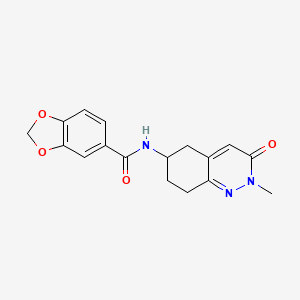 molecular formula C17H17N3O4 B2386205 N-(2-methyl-3-oxo-2,3,5,6,7,8-hexahydrocinnolin-6-yl)benzo[d][1,3]dioxole-5-carboxamide CAS No. 2034349-27-2