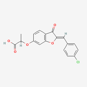 molecular formula C18H13ClO5 B2386207 (Z)-2-((2-(4-chlorobenzylidene)-3-oxo-2,3-dihydrobenzofuran-6-yl)oxy)propanoic acid CAS No. 900262-99-9