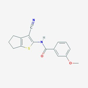 molecular formula C16H14N2O2S B238621 N-(3-cyano-5,6-dihydro-4H-cyclopenta[b]thiophen-2-yl)-3-methoxybenzamide 