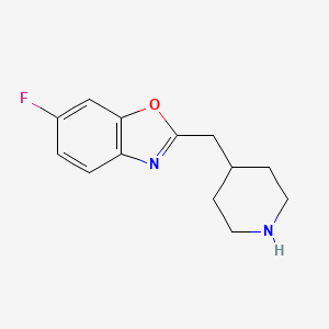molecular formula C13H15FN2O B2386215 6-Fluoro-2-[(piperidin-4-yl)methyl]-1,3-benzoxazole CAS No. 1521612-18-9