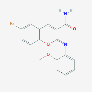 (2Z)-6-bromo-2-[(2-methoxyphenyl)imino]-2H-chromene-3-carboxamide