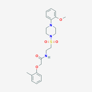 molecular formula C22H29N3O5S B2386221 N-(2-((4-(2-甲氧苯基)哌嗪-1-基)磺酰基)乙基)-2-(邻甲苯氧基)乙酰胺 CAS No. 897611-32-4